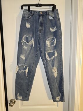 Missguided Petite Denim Jeans - Light Blue with Gold Stitching